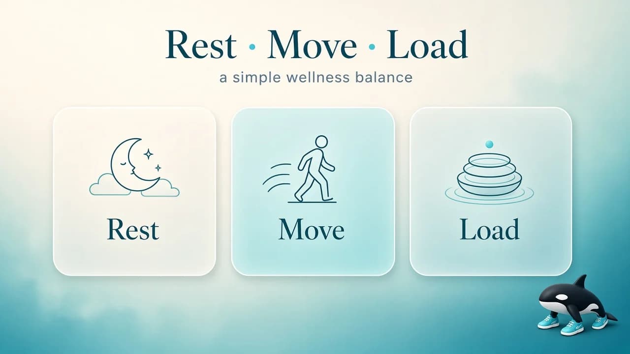 Rest · Move · Load — a simple wellness balance (not medical, not Whoop)